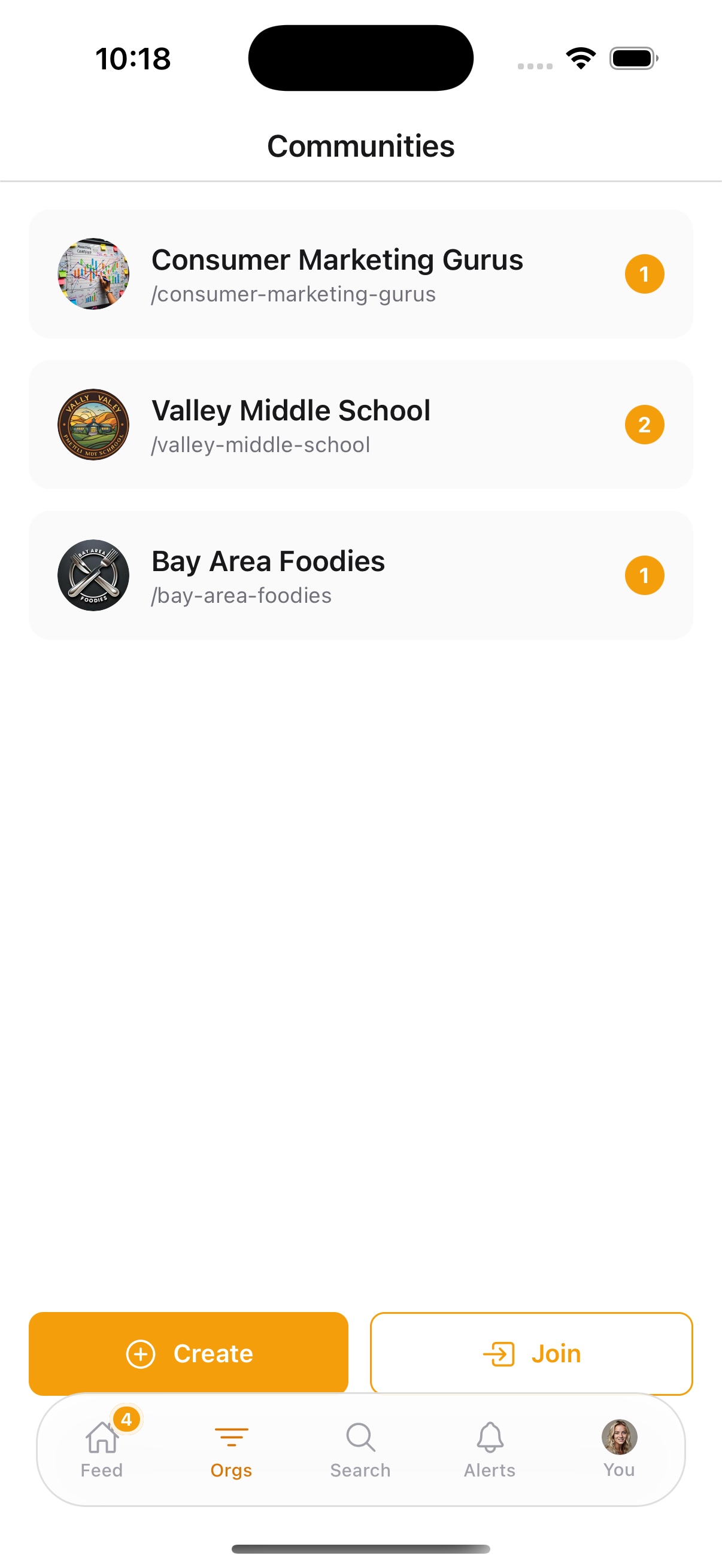 YipYap communities list
